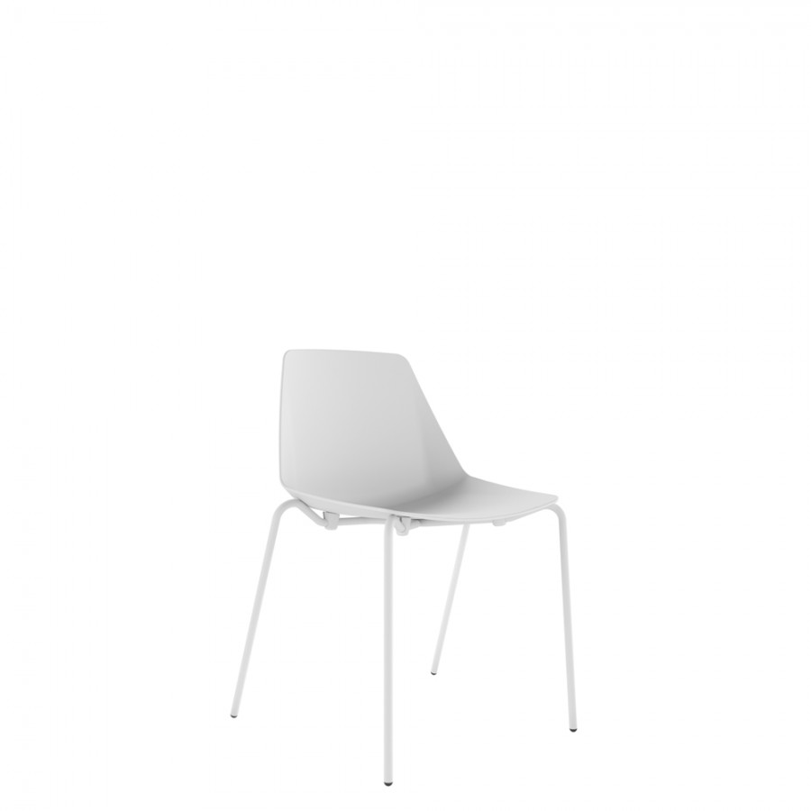 Polypropylene Shell Chair 4-Leg White Steel Frame